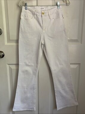 Frame Denim White Blanc Snake Foil Le Crop Miniboot Jeans Size 27